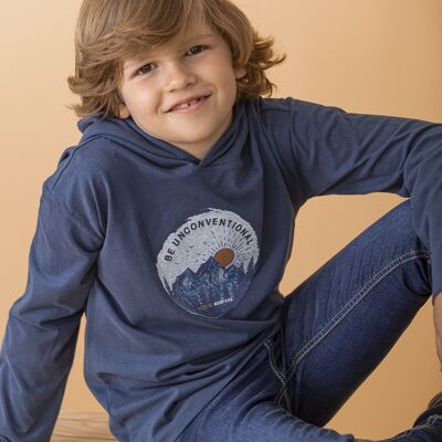 T-shirt blu da bambino con cappuccio Rif: 83448