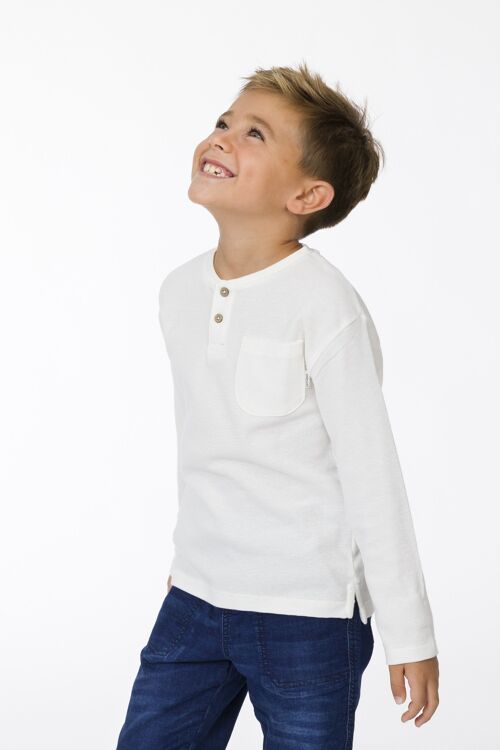 Boy's ecru cotton buttoned t-shirt Ref: 83823