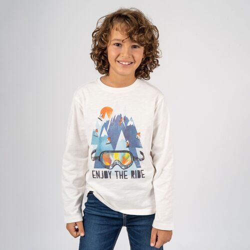 Ecru snowboard boy's t-shirt Ref: 77360