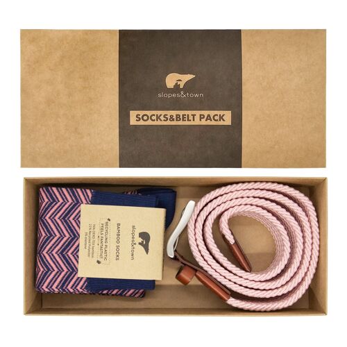Gift box belt Ray and Pink Herringbone Socks