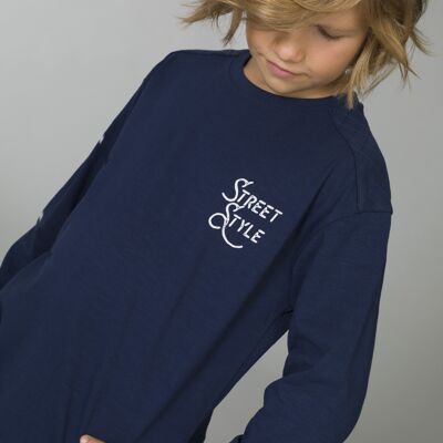 T-shirt da ragazzo street blu scuro Rif: 86479
