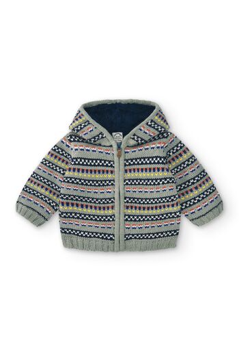 Cardigan bébé multicolore avec fourrure à l'intérieur Réf : 77034 3