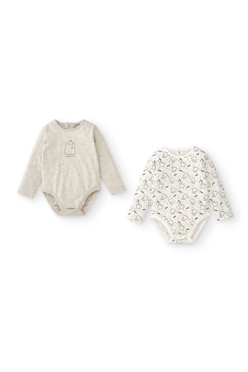 Pack of newborn bodysuits in gray and white tones Ref: 86170