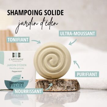Shampoing solide « Jardin d'Éden » - Cheveux tendance grasse /normale - 85g Moussant et tonifiant 1