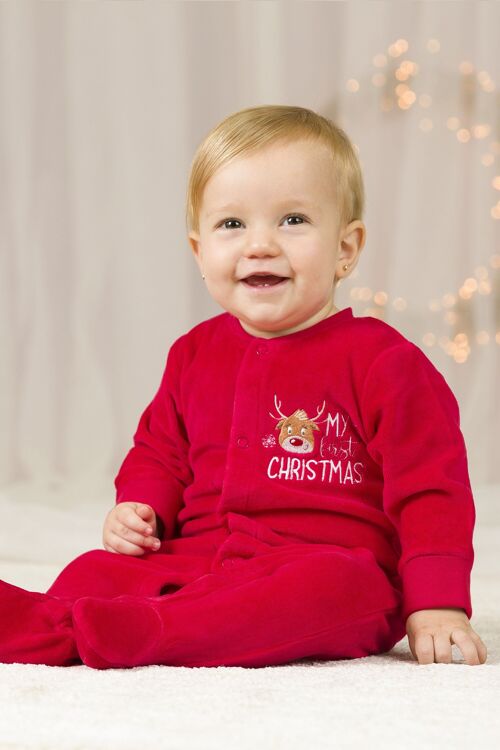 Pack of newborn red Christmas rompers Ref: 83160