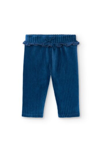 Pantalon bébé en velours côtelé bleu Réf : 77152 2