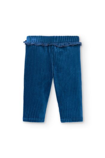 Pantalon bébé en velours côtelé bleu Réf : 77152 4