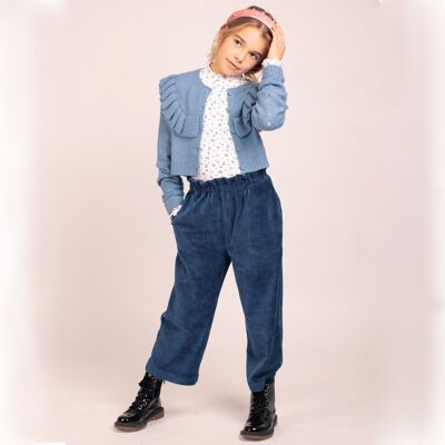 Pantaloni blu da bambina in velluto a coste Rif: 77247