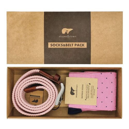 Gift Box belt Ray and  Pink Dot Socks