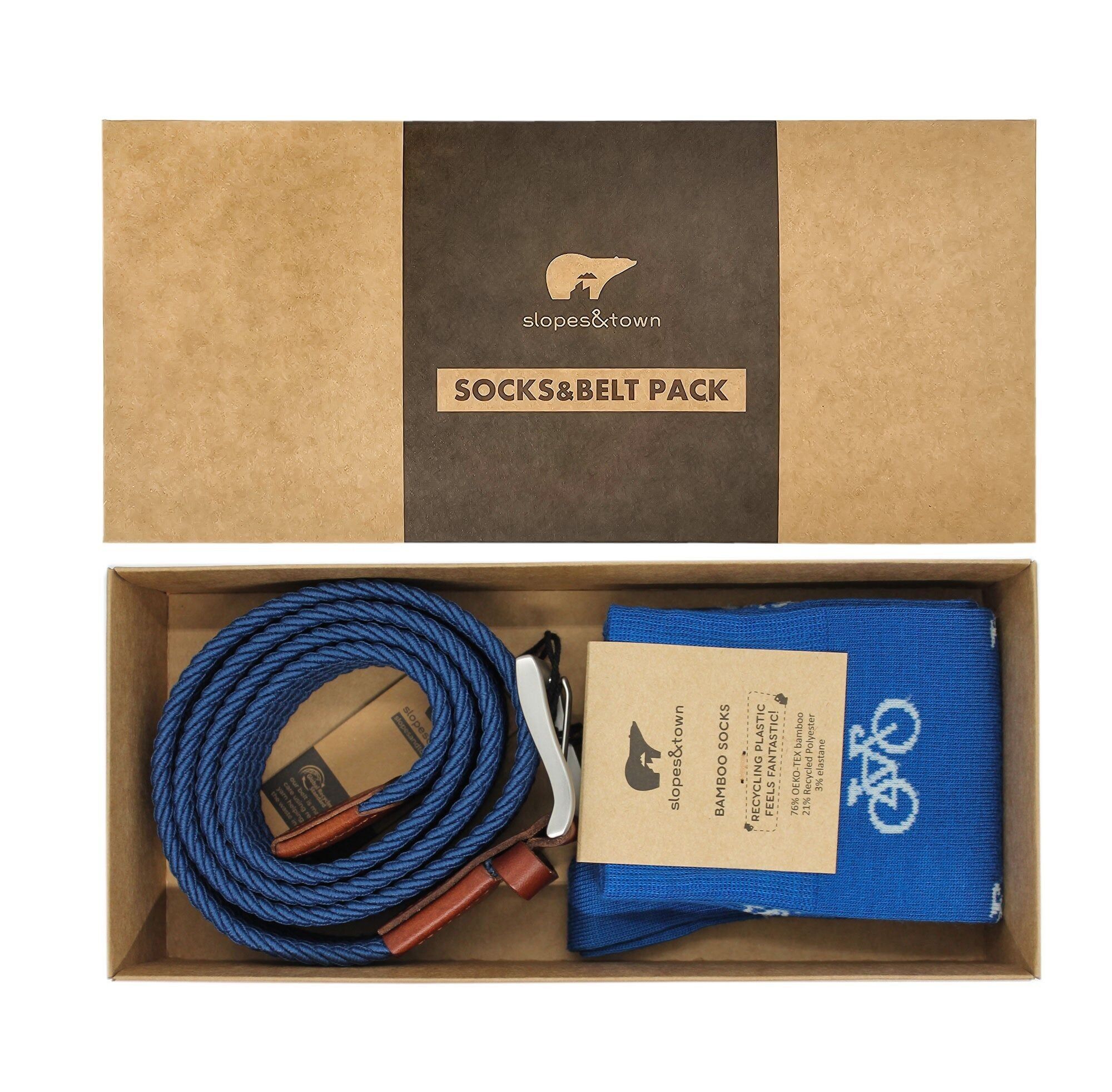 Gift Box Gürtel Jan und Sky Blue Fahrradsocken