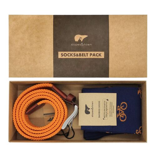 Gift Box belt Dirk and Orange Bicycle Socks