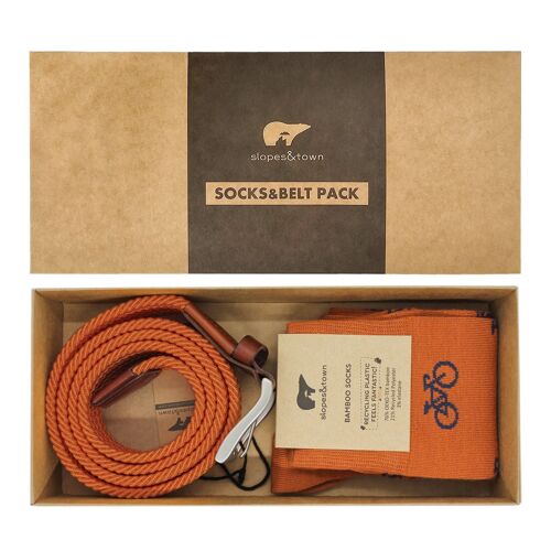 Gift Box belt Ronnie and Rusted Orange socks