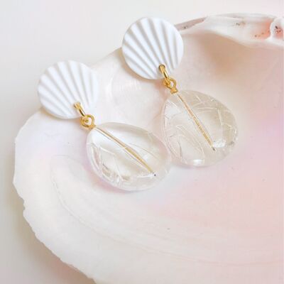 White and gold earrings - N°01