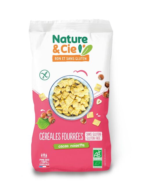 Céréales fourrées cacao noisette, bio et sans gluten, Nature & Cie