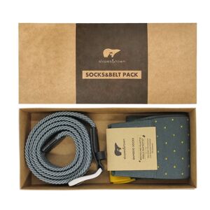 Gift box belt Steel Grey and Yellow Dot Socks