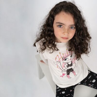 T-shirt da bambina ecrù Rif: 83320