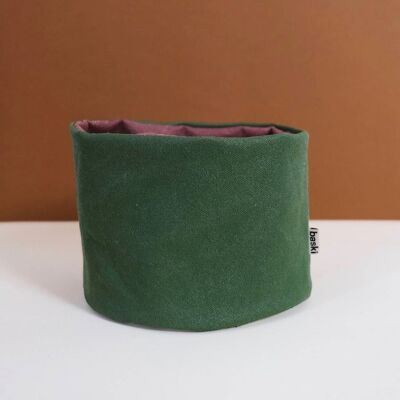 Cesta para plantas - Algodón orgánico - Verde oliva natural - 18 x 16 cm