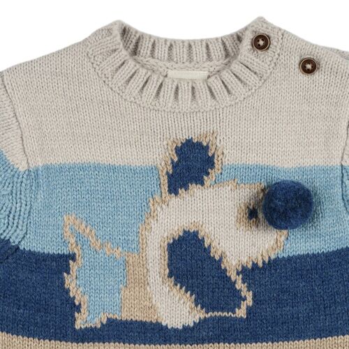 Newborn sweater with white and blue stripes Ref: 77046