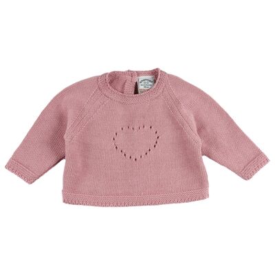 Maglione neonato rosa con dettaglio cuore Rif: 77045