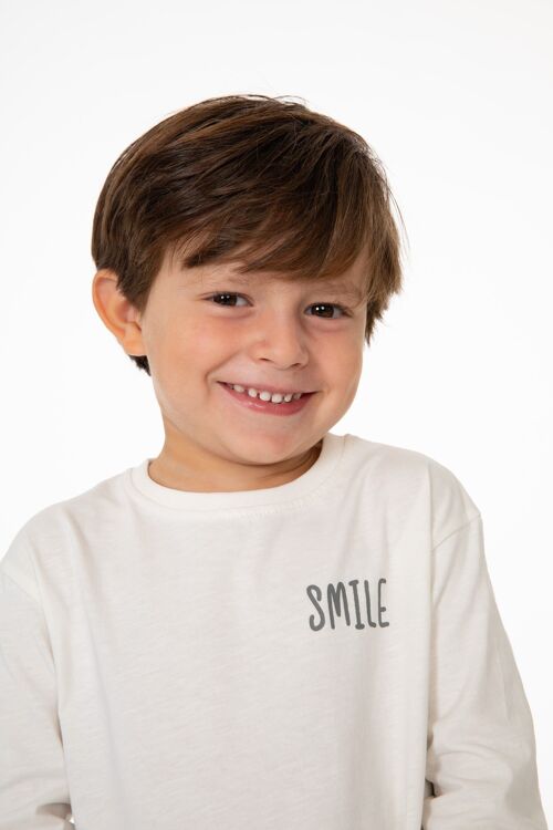 Ecru T-shirt with smile text Ref: 86000