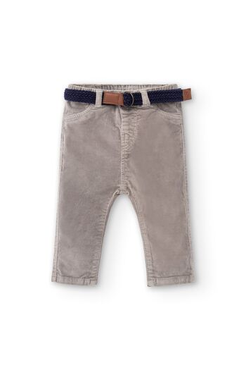 Pantalon bébé gris avec ceinture 2