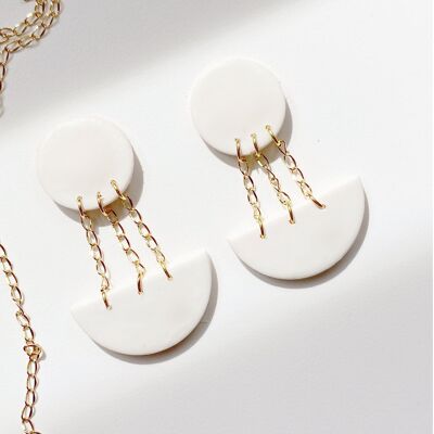 White and gold earrings - N°08
