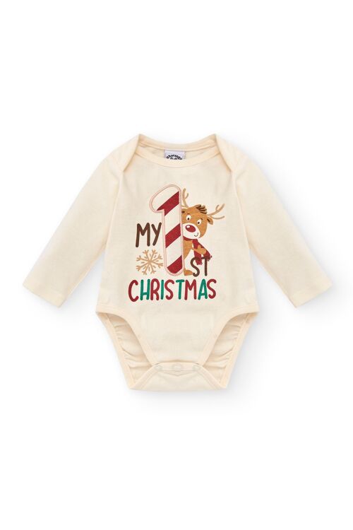 First Christmas ecru newborn bodysuit Ref: 83156