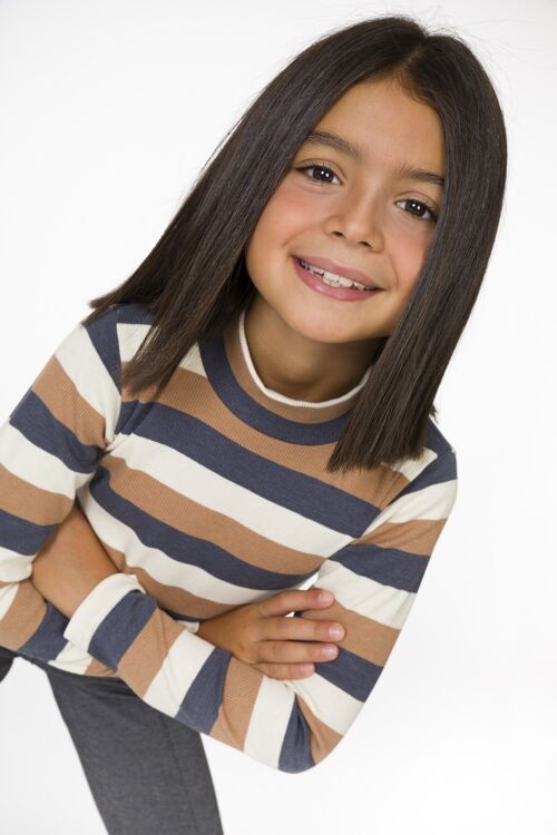 Girl's long-sleeved striped T-shirt Ref: 86352