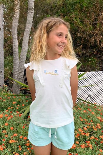 T-shirt fille blanc avec dessin Réf : 87467 1