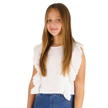 T-shirt fille blanc Réf : 79089 1