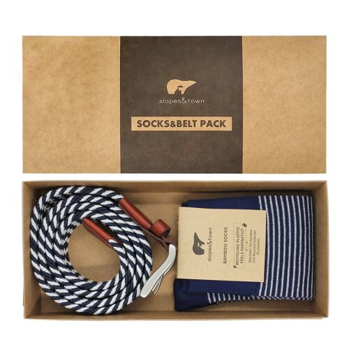 Gift Box belt Peter and White Stripe Socks