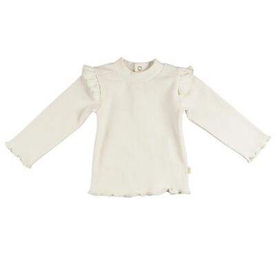 Ecrufarbenes Baby-T-Shirt mit Schulterdetail Ref: 77118