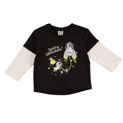 T-shirt bébé noir motif cosmique Réf : 77078