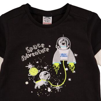T-shirt bébé noir motif cosmique Réf : 77078 3