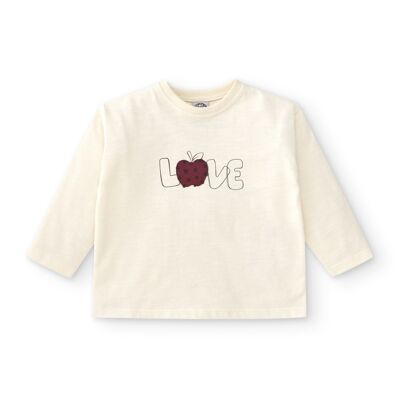 Ecrufarbenes langärmliges Baby-T-Shirt mit LOVE-Aufschrift Ref: 86244