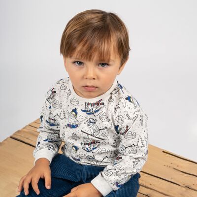 Schneegraues langärmliges Baby-T-Shirt Ref: 77088
