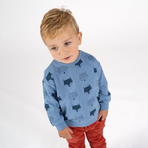 Blue foxy print long-sleeved baby t-shirt Ref: 83599