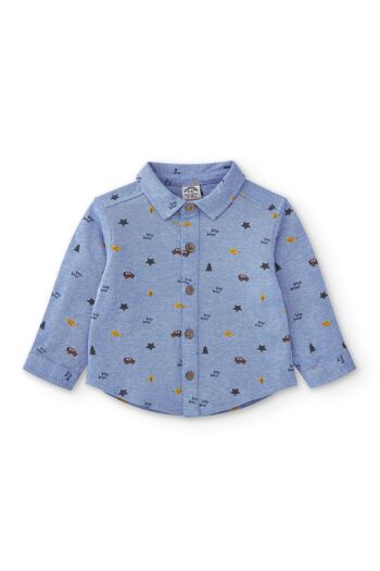 Camisa de bebé azul avec estampado otoñal 1