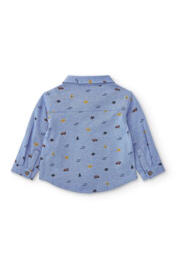 Camisa de bebé azul avec estampado otoñal 2