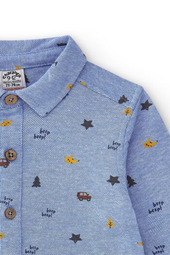 Camisa de bebé azul avec estampado otoñal 3