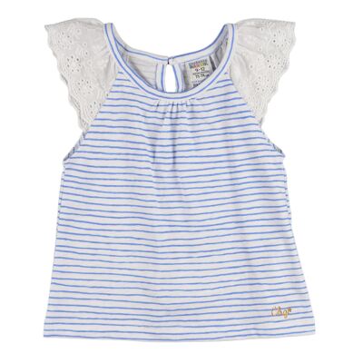 T-shirt bébé rayé bleu et blanc Réf : 79043