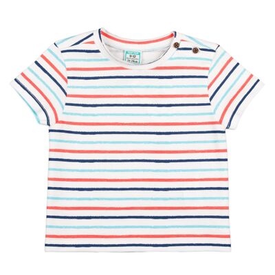 T-shirt bébé rayé rouge et bleu Réf : 78523