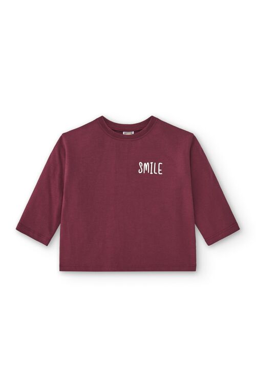 Basic baby t-shirt in burgundy smile Ref: 86000