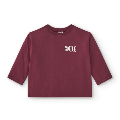 Maglietta basic per bebè con sorriso bordeaux Rif: 86000