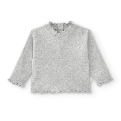 T-shirt bébé gris basique avec col Réf : 83016