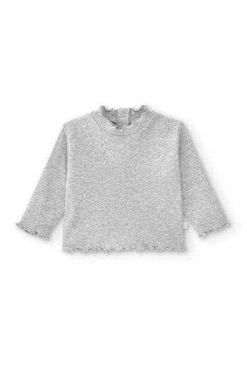 T-shirt bébé gris basique avec col Réf : 83016 1