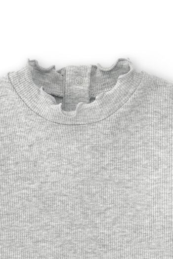 T-shirt bébé gris basique avec col Réf : 83016 3