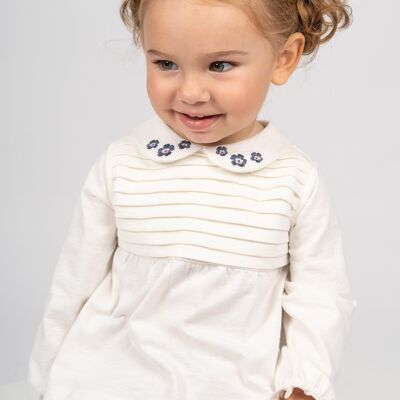 Blouse manches longues bébé fleurie écru Réf : 83218