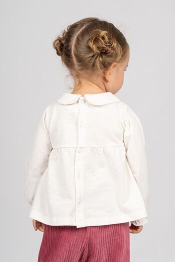 Blouse manches longues bébé fleurie écru Réf : 83218 3