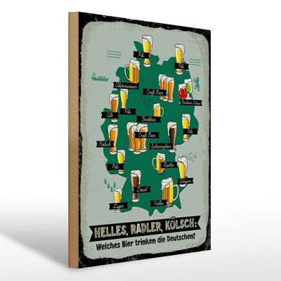 Cartel de madera con alcohol, 30x40cm, ¿Qué cerveza beben los alemanes? Mapa decorativo